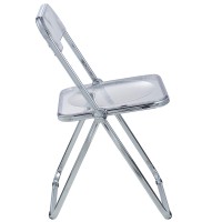 Leisuremod Lawrence Modern Transparent Acrylic Folding Chair With Metal Frame Set Of 2 (Clear)