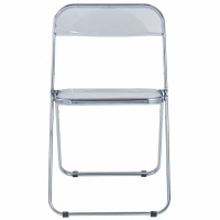 Leisuremod Lawrence Modern Transparent Acrylic Folding Chair With Metal Frame Set Of 4 (Clear)