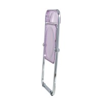 Leisuremod Lawrence Modern Transparent Acrylic Folding Chair With Metal Frame Set Of 2 (Magenta)