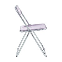 Leisuremod Lawrence Modern Transparent Acrylic Folding Chair With Metal Frame Set Of 2 (Magenta)