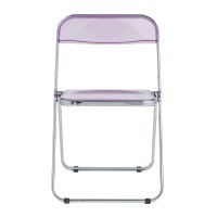 Leisuremod Lawrence Modern Transparent Acrylic Folding Chair With Metal Frame Set Of 4 (Magenta)