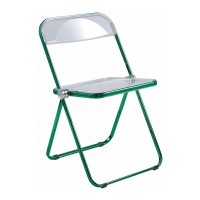 Leisuremod Lawrence Modern Transparent Acrylic Folding Chair With Metal Frame (Green)