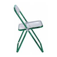 Leisuremod Lawrence Modern Transparent Acrylic Folding Chair With Metal Frame Set Of 2 (Green)