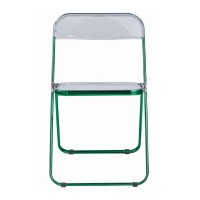 Leisuremod Lawrence Modern Transparent Acrylic Folding Chair With Metal Frame (Green)