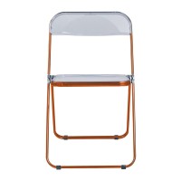 Leisuremod Lawrence Modern Transparent Acrylic Folding Chair With Metal Frame (Orange)