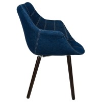 Leisuremod Milburn Tufted Denim Blue Accent Chair With Walnut Wood Legs (1)