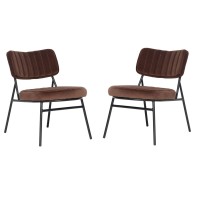 Leisuremod Marilane Velvet Accent Chairs For Living Room Bedroom Comfy Vanity Chair With Metal Frame Set Of 2 (Coffee Brown)
