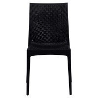 Leisuremod Modern Weave Design Mace Indoor/Outdoor Dining Chair (Set Of 2), Black