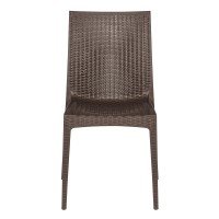 Leisuremod Hickory Indoor-Outdoor Modern Weave Design Stackable Dining Side Chair Set Of 4 (Brown)
