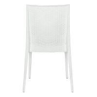 Leisuremod Hickory Indoor-Outdoor Modern Weave Design Stackable Dining Side Chair Set Of 2 (White)