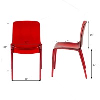 Leisuremod Murray Modern Plastic Dining Chair (Set Of 4), Red