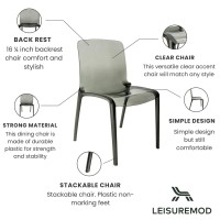Leisuremod Adler Mid-Century Modern Dining Side Chair, Set Of 2 (Transparent Black)