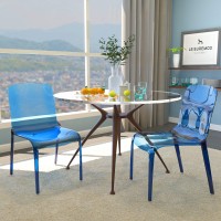 Leisuremod Adler Mid-Century Modern Dining Side Chair, Set Of 2 (Transparent Blue)