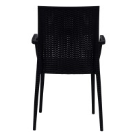 Leisuremod Hickory Weave Indoor Outdoor Patio Dining Side Armchair Set Of 2 (Black)