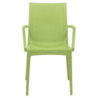 Leisuremod Hickory Weave Indoor Outdoor Patio Dining Side Armchair Set Of 2 (Green)