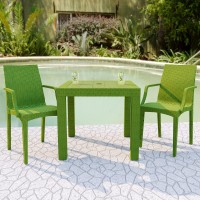 Leisuremod Hickory Weave Indoor Outdoor Patio Dining Side Armchair (Green)