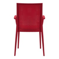 Leisuremod Hickory Weave Indoor Outdoor Patio Dining Side Armchair Set Of 2 (Red)