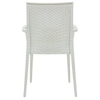 Leisuremod Hickory Weave Indoor Outdoor Patio Dining Side Armchair, Set Of 2 (White)