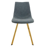 Leisuremod Markley Modern Leather Kitchen And Dining Chair With Gold Legs, Peacock Blue