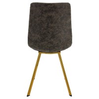Leisuremod Markley Modern Leather Kitchen And Dining Chair With Gold Legs Set Of 2, Grey