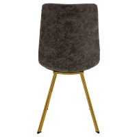 Leisuremod Markley Modern Leather Kitchen And Dining Chair With Gold Legs, Grey