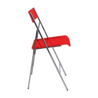 Leisuremod Milden Modern Acrylic Folding Chairs, Set Of 2 (Red)