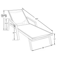 Leisuremod Marlin Armrests Poolside Outdoor Patio Lawn And Garden Modern Aluminum Suntan Sling Chaise Lounge Chair, White