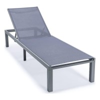 Leisuremod Marlin Poolside Outdoor Patio Lawn And Garden Modern Aluminum Suntan Sling Chaise Lounge Chair, Dark Grey