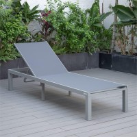Leisuremod Marlin Poolside Outdoor Patio Lawn And Garden Modern Aluminum Suntan Sling Chaise Lounge Chair, Dark Grey