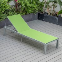 Leisuremod Marlin Poolside Outdoor Patio Lawn And Garden Modern Aluminum Suntan Sling Chaise Lounge Chair, Green
