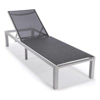 Leisuremod Marlin Poolside Outdoor Patio Lawn And Garden Modern Aluminum Suntan Sling Chaise Lounge Chair, Black