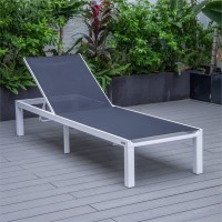 Leisuremod Marlin Poolside Outdoor Patio Lawn And Garden Modern Aluminum Suntan Sling Chaise Lounge Chair, Black