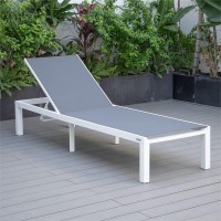 Leisuremod Marlin Poolside Outdoor Patio Lawn And Garden Modern Aluminum Suntan Sling Chaise Lounge Chair, Dark Grey