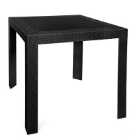 Leisuremod Mace Modern Weave Design Outdoor Patio Square Dining Table (Black)