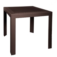 Leisuremod Mace Modern Weave Design Outdoor Patio Square Dining Table (Brown)