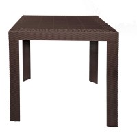 Leisuremod Mace Modern Weave Design Outdoor Patio Square Dining Table (Brown)