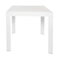 Leisuremod Modern Weave Design Outdoor Patio Square Dining Table (White)