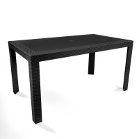 Leisuremod Mace Modern Weave Design Outdoor Patio Rectangle Dining Table (Black)