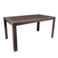 Leisuremod Mace Modern Weave Design Outdoor Patio Rectangle Dining Table (Brown)