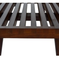 Leisuremod Mid-Century Inwood 4 Foot Wood Slatted Platform Bench, Dark Walnut