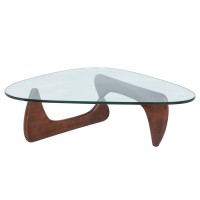 Leisuremod Imperial Glass Top Triangle Coffee Table (Dark Walnut Base)
