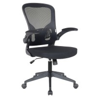 Leisuremod Newton Modern Adjustable Height Mesh Office Swivel Desk Chair With Flip Up Armrest, Black