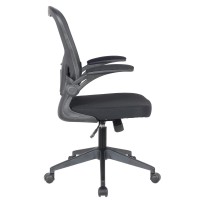 Leisuremod Newton Modern Adjustable Height Mesh Office Swivel Desk Chair With Flip Up Armrest, Black