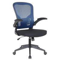 Leisuremod Newton Modern Adjustable Height Mesh Office Swivel Desk Chair With Flip Up Armrest, Royal Blue
