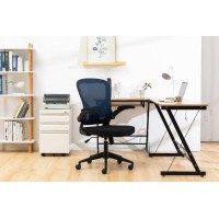 Leisuremod Newton Modern Adjustable Height Mesh Office Swivel Desk Chair With Flip Up Armrest, Royal Blue