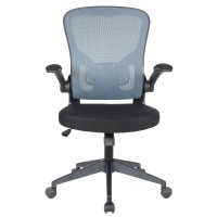 Leisuremod Newton Modern Adjustable Height Mesh Office Swivel Desk Chair With Flip Up Armrest, Grey