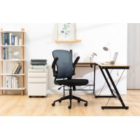 Leisuremod Newton Modern Adjustable Height Mesh Office Swivel Desk Chair With Flip Up Armrest, Grey