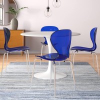 Leisuremod Oyster Modern Transparent Dining Side Chairs, Set Of 2 (Transparent Blue)