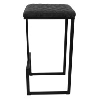 Leisuremod Quincy Quilted Stitched Leather Kitchen Counter Bar Stools With Metal Frame (Charcoal Black)