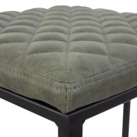Leisuremod Quincy Quilted Stitched Leather Kitchen Counter Bar Stools With Metal Frame (Olive Green)